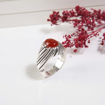 انگشتر نقره مردانه با سنگ عقیق اصل کد 4653