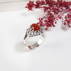 انگشتر نقره مردانه با سنگ عقیق اصل کد 4659
