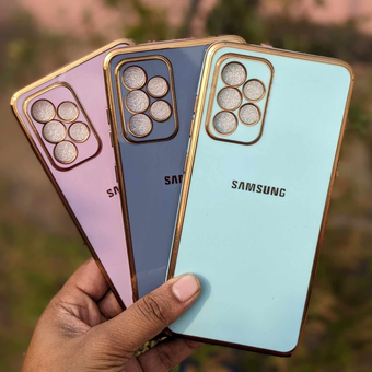 قاب گوشی Galaxy A53 سامسونگ ژله ای مای کیس طرح Gold Line دور طلایی محافظ لنز دار