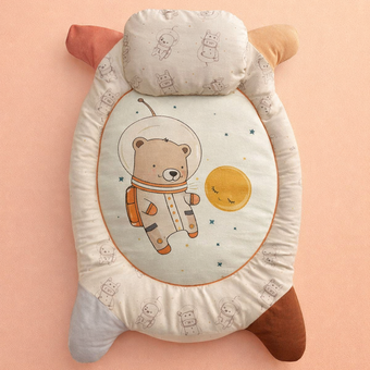 تشک تعویض دوتکه مخمل دست و پادار طرح خرس فضانورد