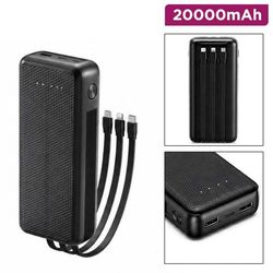 پاوربانک خورشیدی VLOVE مدل V25 ظرفیت 20000mAh | شارژ سریع 22.5 وات، کابل‌های داخلی، پنل سولار