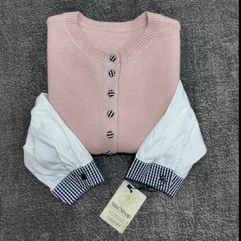 بلوز بافت استین پوپلین