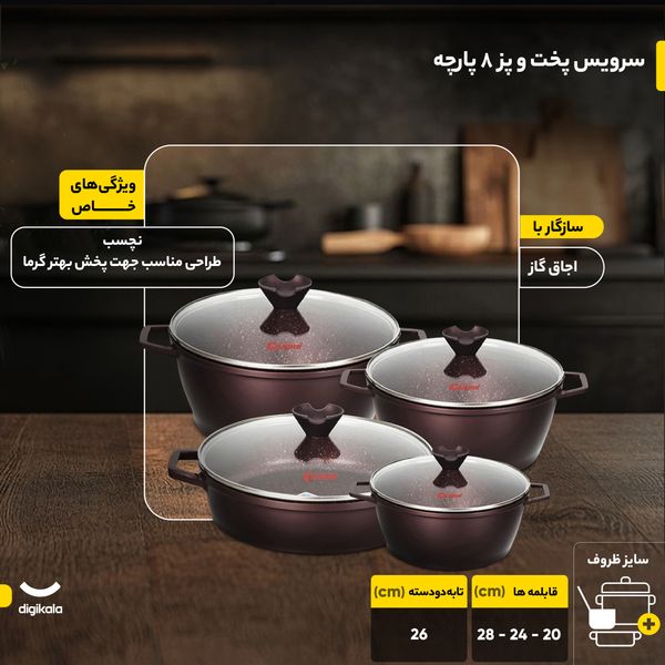 سرویس پخت و پز 8 پارچه کاندید مدل ورونا