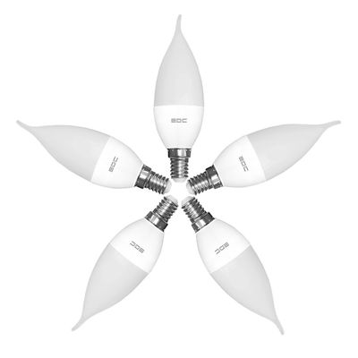 لامپ ال ای دی 7 وات ای دی سی مدل شمعی اشکی پایه E14 بسته 5 عددی