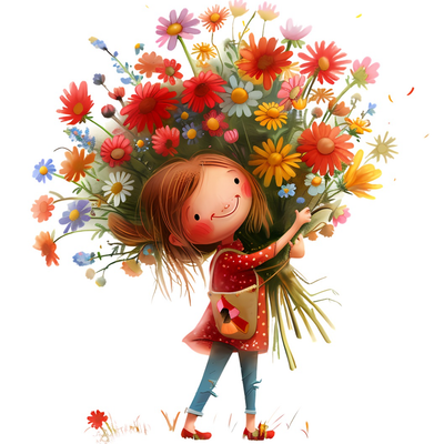 برچسب اتویی لباس یا استیکر حرارتی مدل دختر گل فروش