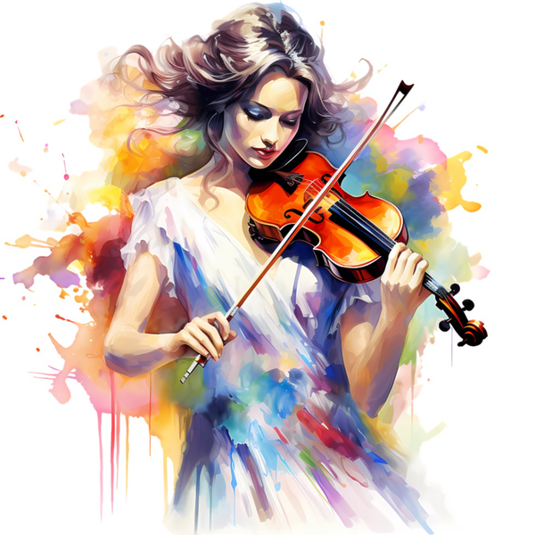 برچسب UVDTF ضدآب و ضدخش اجسام، دختر و ویولن