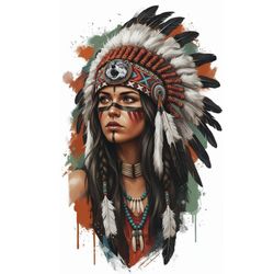 برچسب DTF استیکر حرارتی لباس دختر سرخپوست