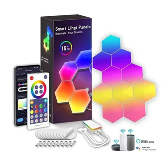 پنل LED دیواری هوشمند شش ضلعی مدل 10 تکه