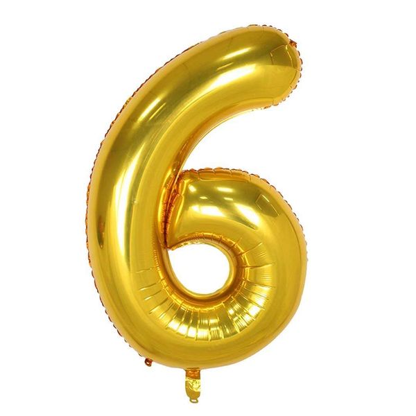 بادکنک فویلی عدد 6 هپی بری طلایی سایز 32 اینچ