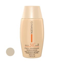 کرم ضد آفتاب رنگی ژیناژن مدل SPF50 محافظ UVA ،UVB، ضدآب، مناسب پوست‌های چرب و مختلط حجم 50 میلی‌لیتر