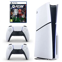 کنسول بازی سونی مدل PlayStation 5 Slim ریجن اروپا سری 2016A نسخه دیسک‌خور ظرفیت یک ترابایت به همراه دسته اضافی و بازی EA SPORTS 