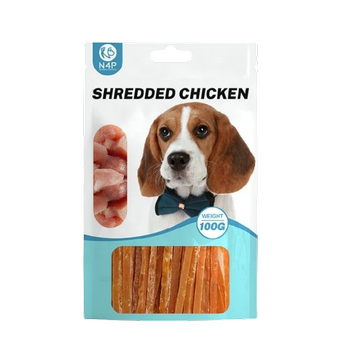 تشویقی سگ ان فور پی با طعم سینه مرغ ریز شده N4P shredded chicken وزن 100 گرم