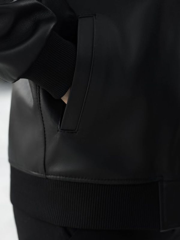 کاپـشن چرم طبیعی مشکی j151