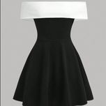 پیراهن دو رنگ یقه قایقی