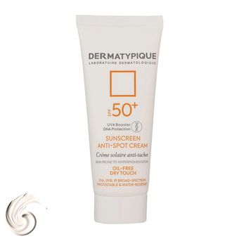 کرم ضدآفتاب بی‌رنگ درماتیپیک SPF50 مدل Anti spot مناسب انواع پوست، حجم 40 میلی‌لیتر