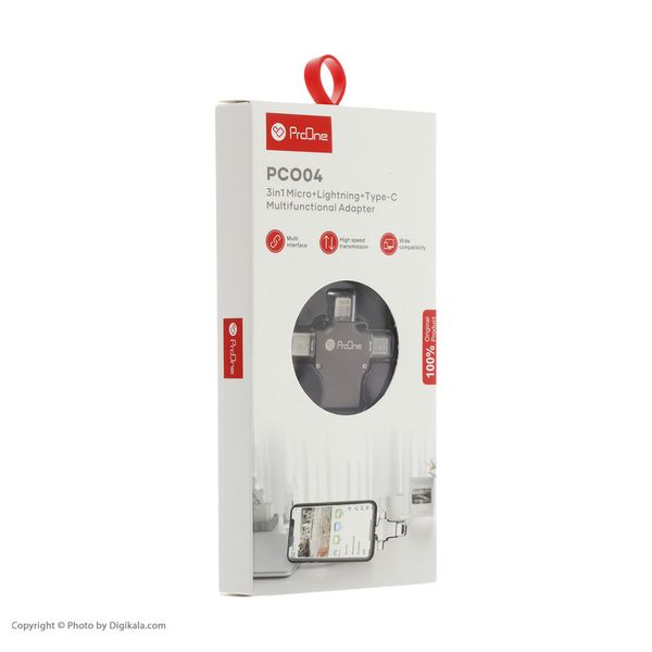مبدل USB2 به USB-C / micro USB / لایتنینگ پرووان مدل PCO04 با گارانتی شرکتی
