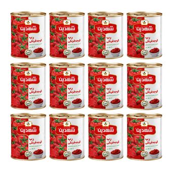 کنسرو رب گوجه فرنگی شهدین - 800 گرم بسته 12 عددی