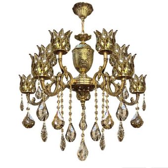 لوستر 10 شعله دوگل کوچک سبک تمام برنز