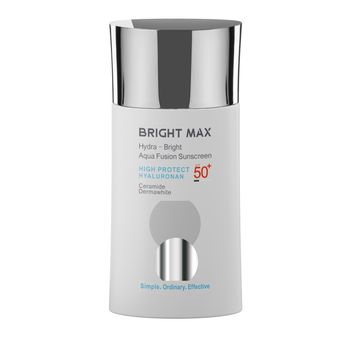 کرم ضد آفتاب بدون رنگ برایت مکس SPF50 مدل آکوا فیوژن ‌محافظ UVA ،UVB، ضد چروک، روشن‌کننده، ضد لک، مناسب انواع پوست حجم 50 میلی‌ل