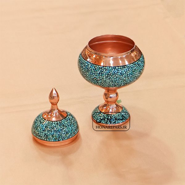شکلاتخوری مس و فیروزه 20 سانت