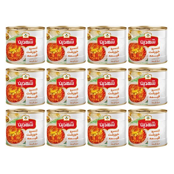کنسرو خورشت قیمه با گوشت گیاهی شهدین - 480 گرم بسته 12 عددی