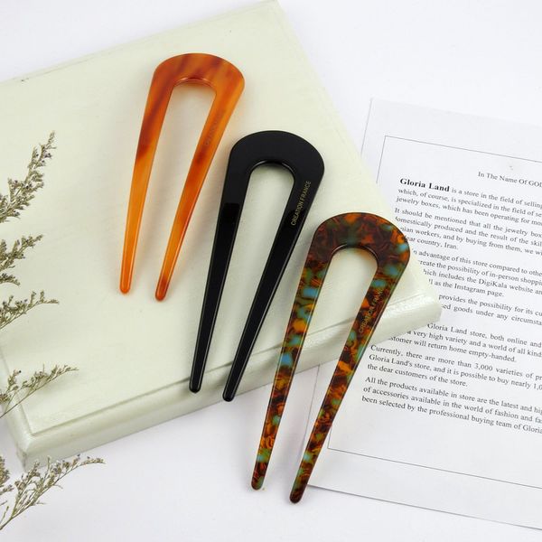 گیره مو زنانه مدل کانزاشی دو شاخ کد G_Lnd_3144