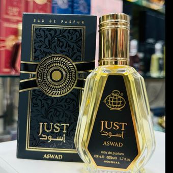 ادکلن 50 میل فراگرنس ورد مدل جاست اسود just aswad رایحه ادکلن اسد