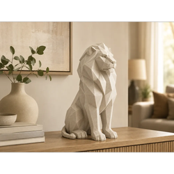 شیر هندسی Low Poly – مجسمه تزئینی مدرن و مینیمال