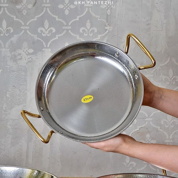 تابه استیل دسته طلایی