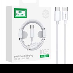 کابل شارژ سریع Earldom مدل EC-166C Type-C به Type-C توان 60 وات طول 1 متر