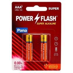 باتری نیمقلمی Power Flash مدل Super Alkaline LR03 بسته دو عددی | AAA 1.5V Alkaline Battery 2-Pack