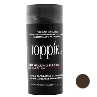 پودر پر پشت کننده مو تاپیک TOPPIK هیر فیلر کد 03 رنگ قهوه ای تیره DARK BROWN وزن 50 گرم