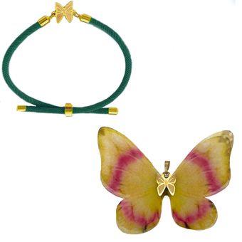 نیم ست طلا 18 عیار زنانه گالری صادقی مدل پروانه پارچه ای کد B25