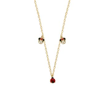 گردنبند طلا 18 عیار دخترانه گالری طلا مریم اکرمی مدل زنجیر و میکی کفشدوزک