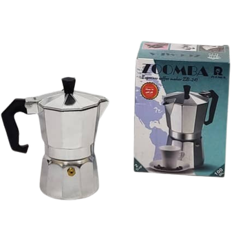 قهوه‌جوش زومبا مدل 2 کاپ – ظرفیت 100 میلی‌لیتر – آلومینیومی