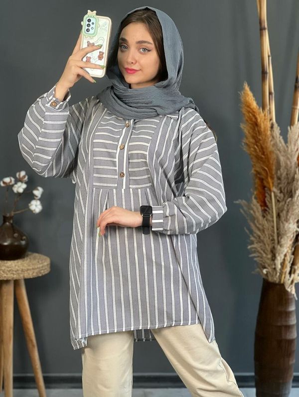 تونیک لینن نخ راه راه کد 1140