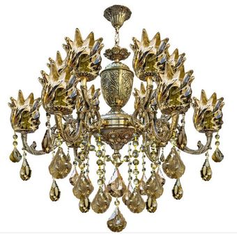 لوستر 12 شعله دوگل کوچک سبک تمام برنز