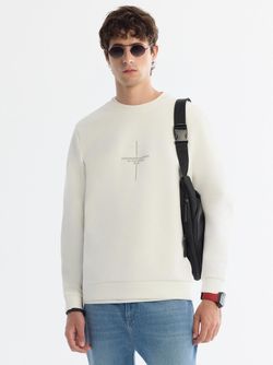 سویشرت یقه گرد سفید طرح دار / برند آووا ترکیه AVVA