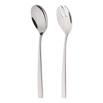 قاشق و چنگال سرو سالاد داماس استیل مدل فلورا