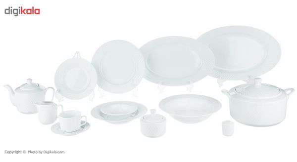 سرویس غذاخوری 102 پارچه 12 نفره چینی زرین ایران مدل رادیانس سفید درجه عالی