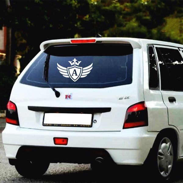 برچسب بدنه خودرو طرح بال و تاج حرف A کد K920