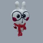 خرگوش عینکی با شالگردن و کوله پشتی ارتفاع 27 سانتی متر