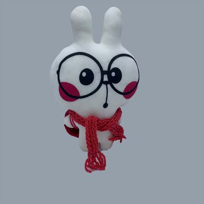 خرگوش عینکی با شالگردن و کوله پشتی ارتفاع 27 سانتی متر