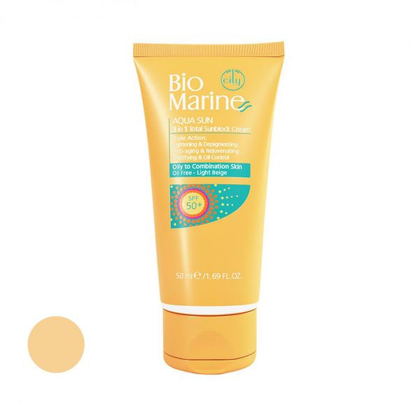 کرم ضد آفتاب رنگی بایومارین SPF 30 مدل روشن کننده 01 مناسب پوستهای چرب حجم 50 میلی لیتر