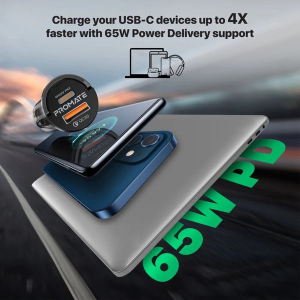 شارژر فندکی 65 وات پرومیت مدل TRANSDRIVE-65W  با گارانتی شرکتی