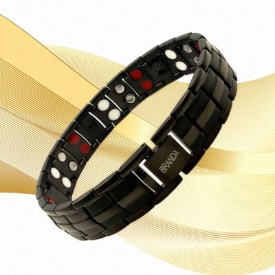 دستبند مردانه مغناطیسی تیتانیوم برندا با FIR، یون منفی و ژرمانیوم اصل