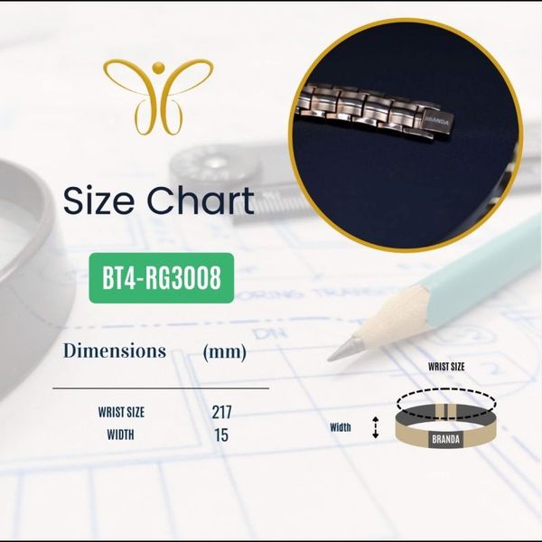 دستبند مغناطیسی تیتانیوم برندا با خاصیت مغناطیسی، FIR، یون منفی و ژرمانیوم