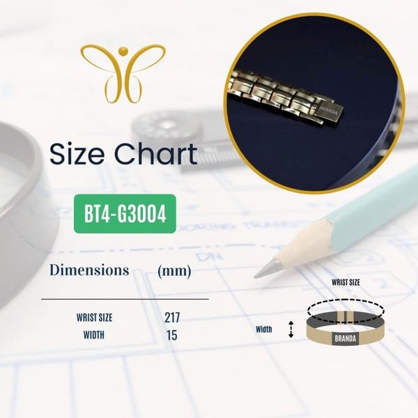 دستبند مغناطیسی تیتانیوم برندا با خاصیت مغناطیسی، FIR، یون منفی و ژرمانیومBT4-G3004