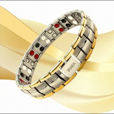 دستبند مغناطیسی تیتانیوم برندا با خاصیت مغناطیسی، FIR، یون منفی و ژرمانیوم کد BT4-GS3006