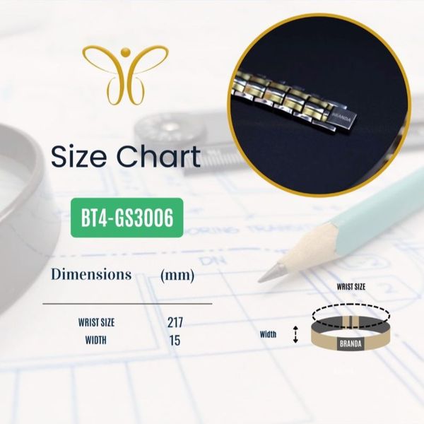 دستبند مغناطیسی تیتانیوم برندا با خاصیت مغناطیسی، FIR، یون منفی و ژرمانیوم کد BT4-GS3006